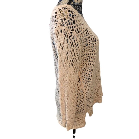 J Jill Women's Blush Pink White Layering 3/4 Sleeve Beach Wear Sweater Sz M - Picture 7 of 16